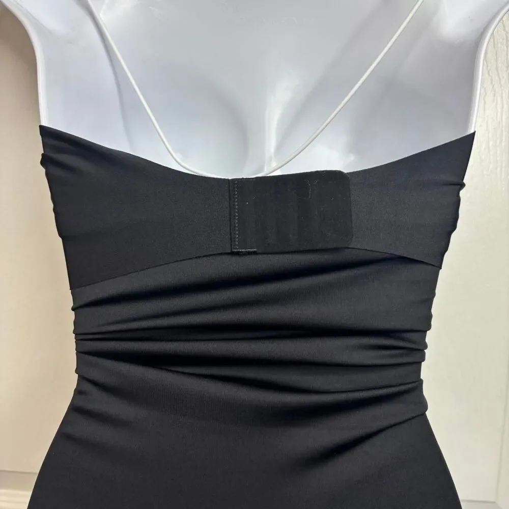NWOT S Women's Black Ruched Bandeau Shapewear Bodysuit
